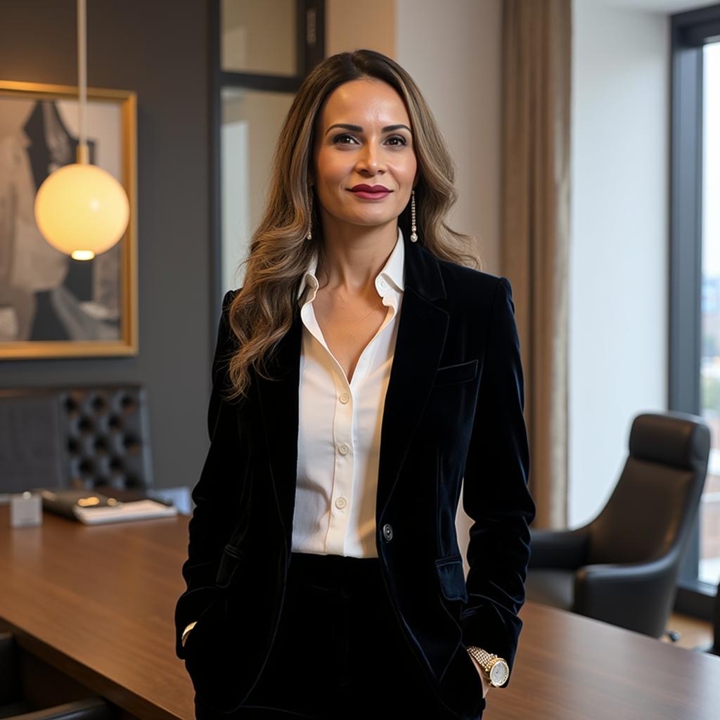 Portrait of Aida Ben Hamouda in a modern luxury office